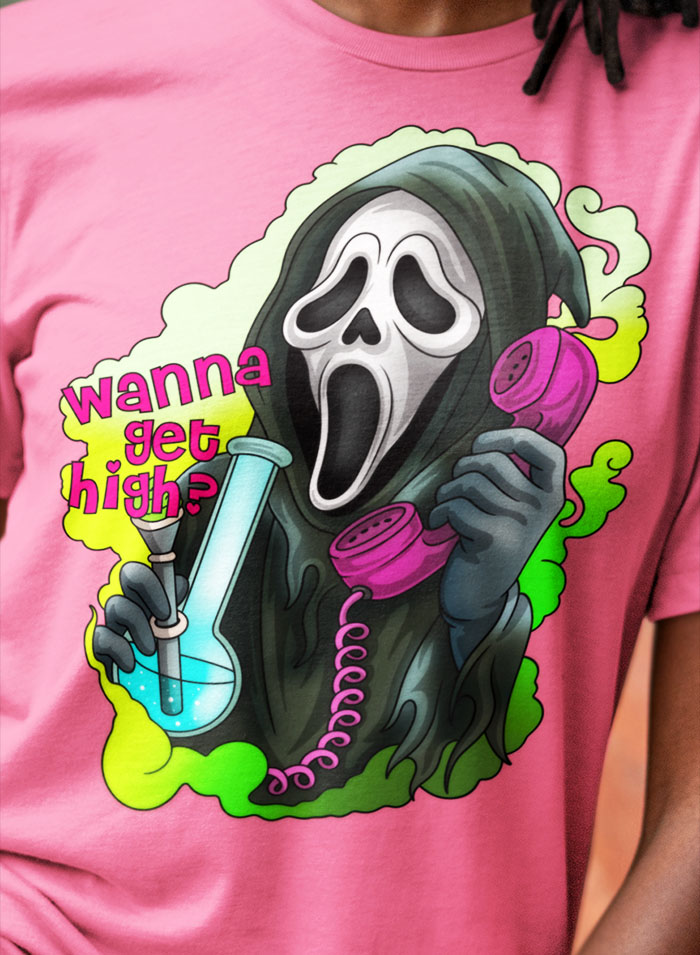 Smoking Ghostface Parody T-Shirt - Handcrafted | Bonji Glass